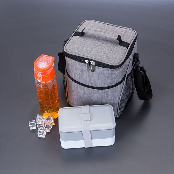 Bolsa Térmica  Tecido Nylon Poliéster (Cinza) . Cód. SKBT301