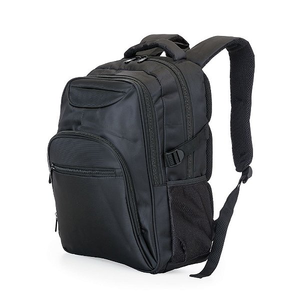 Mochila poliester para notebook com detalhes em nylon.