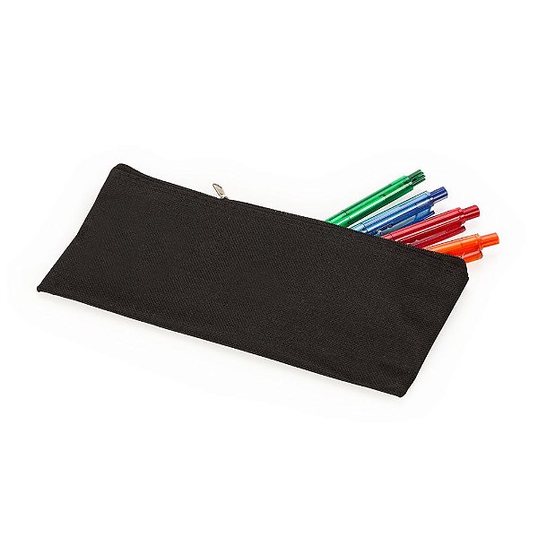Necessaire preta de frente e verso liso com zíper superior. Cód. SKN2052