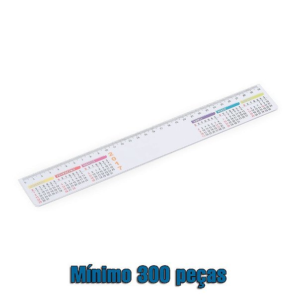 Régua plástica de 30cm com calendário.Cód.13038