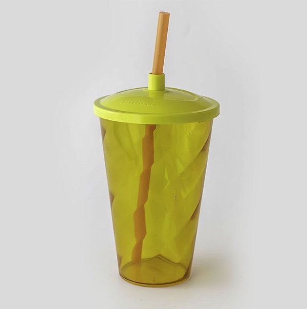 COPO TWIST COM TAMPA E CANUDO 550 ML.  Cód.SKU12