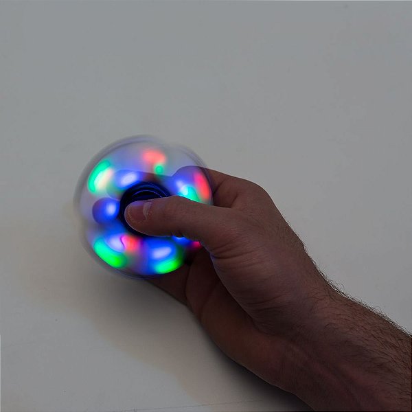 Spinner anti-stress colorido com anéis de led. Material plástico com pintura metalizada. cÓD.sk2061