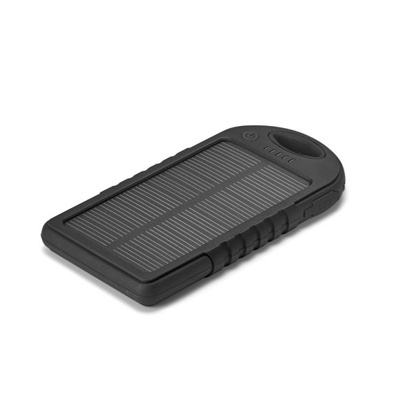 Bateria portátil solar. ABS.  Com painel solar e LED. Cód.SPCG97371