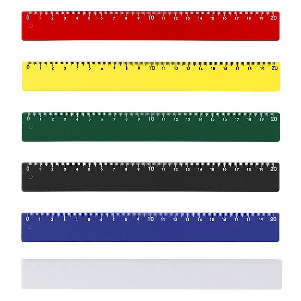 Régua plástica colorida de 20 cm com verso liso. SK13724