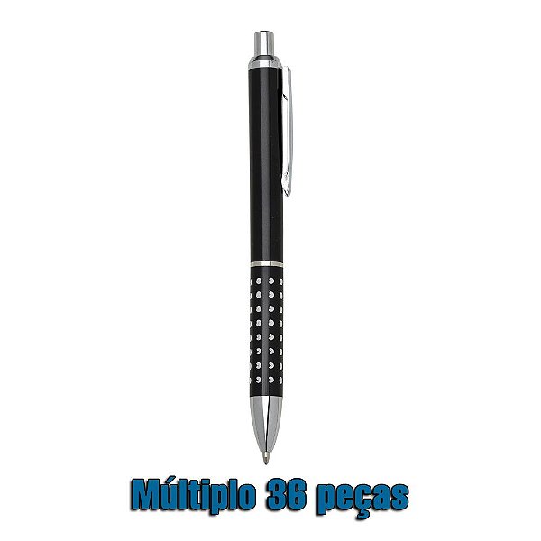 Caneta Plástica Corpo Com Detalhes Prata Clip Metal Cód. SK905