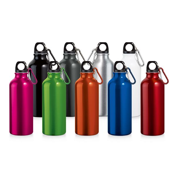 Squeeze de inox 500ml pintura metalizada, tampa plástica de rosquear. SPCG 94623