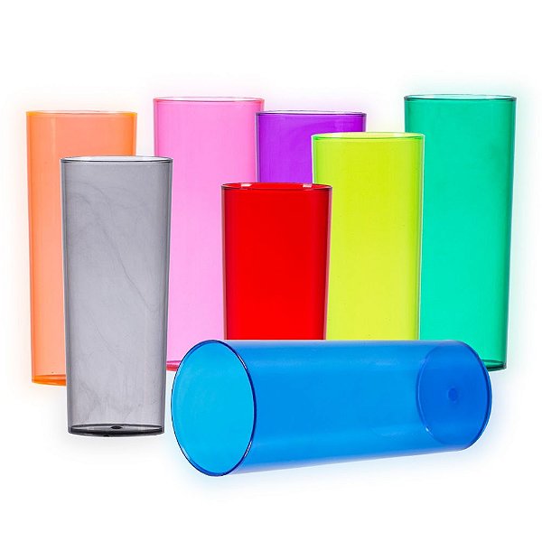 Copo long drink 330ml acrílico translúcido em varias cores. SK13699T