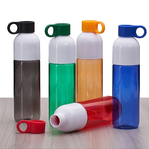 Squeeze plástico 700ml com tampa de suporte anelar, colorido,devido sua largura facilita a higienização.SK18512