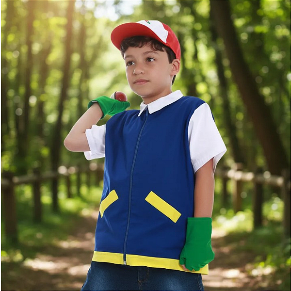Fantasia Ash Pokémon Infantil Completa com Pokebola