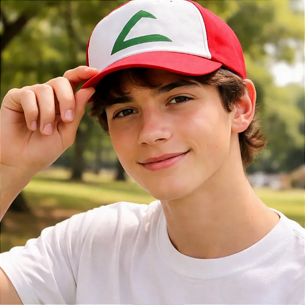 Boné Treinador Pokémon Infantil Estilo Ash Ajustável