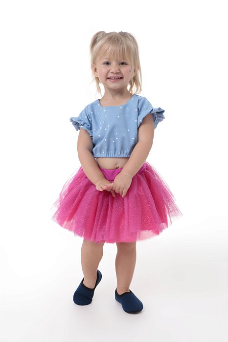 Saia Princesa Tutu PINK com glitter