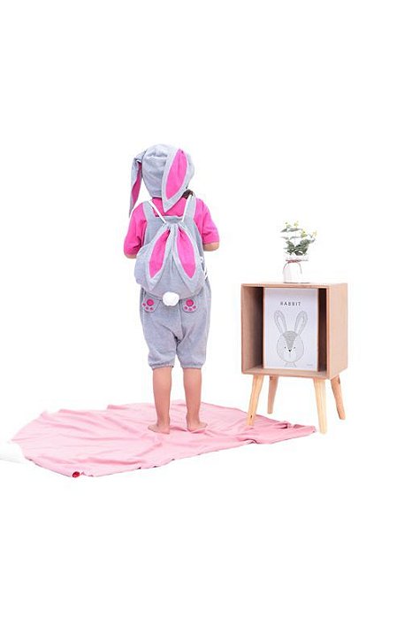 Mochilinha COELHO ROSA  - ALGODÃO