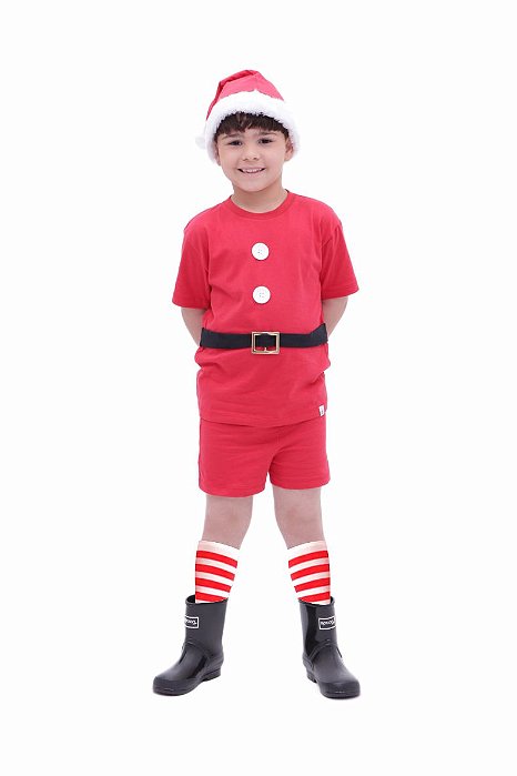 Fantasia Papai Noel - camiseta, shorts e gorro