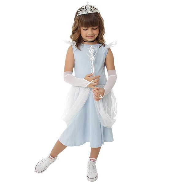 Fantasia Infantil Cinderela | Brinde TIARA + VARINHA + LUVAS