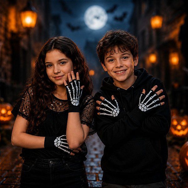 Luvas Esqueleto INFANTIL Dedinhos de Fora - HALLOWEEN - QUIMERA KIDS