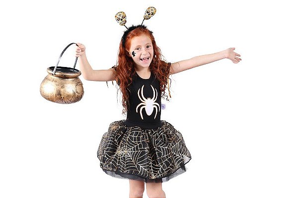 Fantasia Aranha Dourada - body e saia tutu