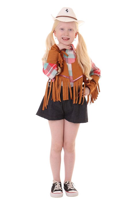 Colete Cowgirl CARAMELO Franjas + Adereço braço c/ franjas