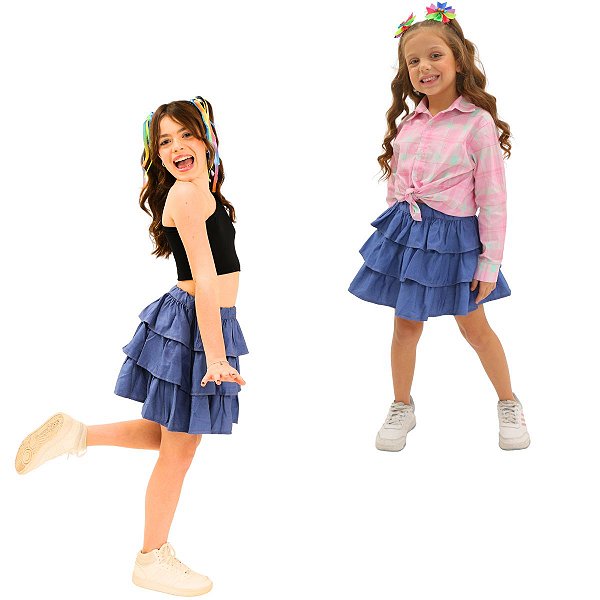 Saia Babado JEANS - Festa Junina - COUNTRY - COWGIRL