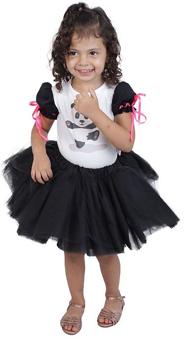 Fantasia Panda Gracioso - body e saia tutu