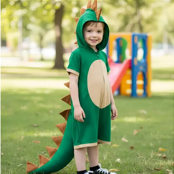 Fantasia Dinossauro Infantil Luxo com Capuz e Cauda
