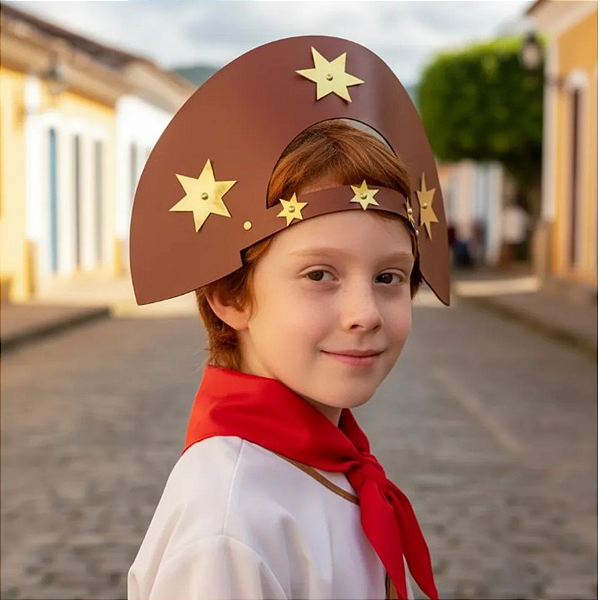 Chapéu Lampião Cangaceiro Infantil em Couro Ecológico