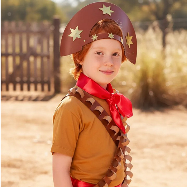 Kit Cangaceiro Infantil Chapéu + Cartucheiras Luxo