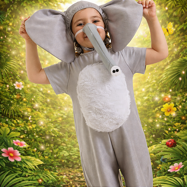 Fantasia Elefante Infantil Luxo COMPLETA + BRINDE: TROMBA