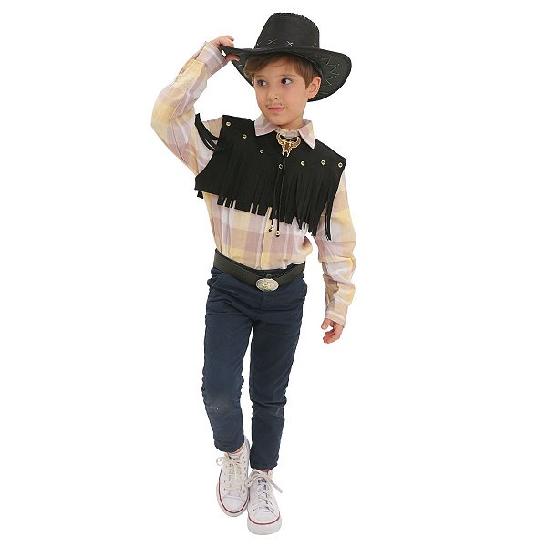 Roupa Cowboy LUXO CAMISA + COLETE + GRAVATINHA + CINTO + CHAPÉU