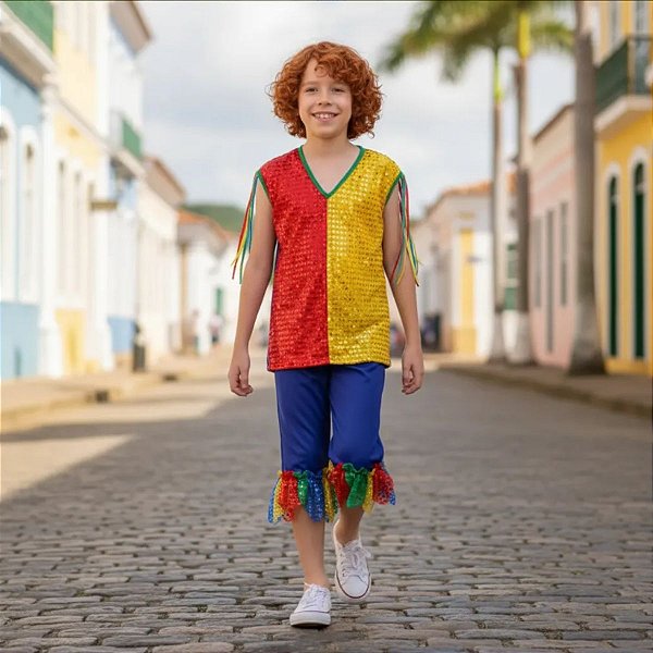Roupa Frevo Luxo Infantil Menino BLUSA + BERMUDA