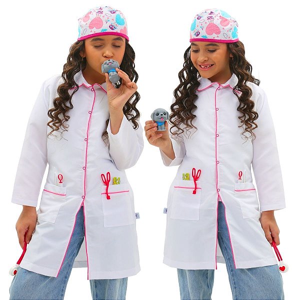 Fantasia VETERINÁRIA Infantil | jaleco touca BRINDE MALETA