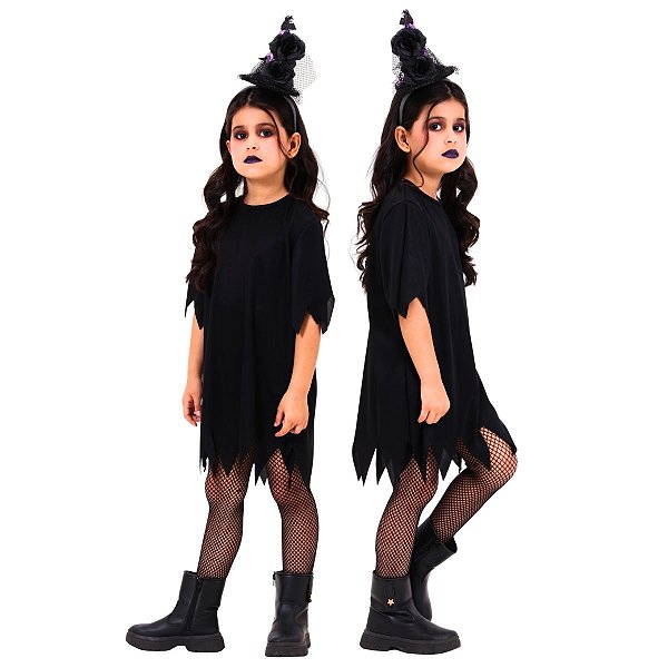 Fantasia Túnica Preta SEM Capuz Menina