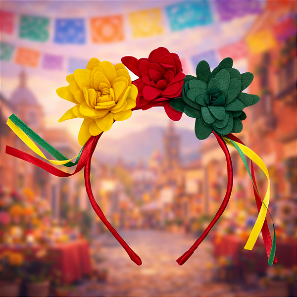 Tiara Mexicana Infantil com Flores Coloridas