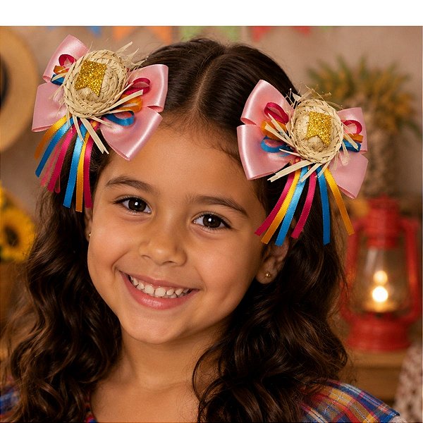 Par de Laços Festa Junina Rosa Aconchego Junino - PAMONHA