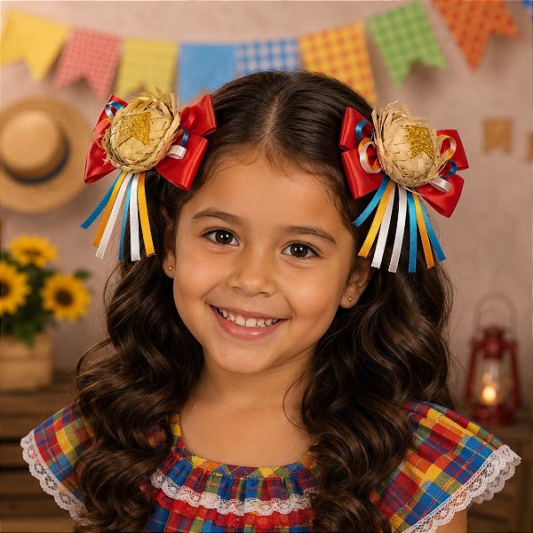 Par de Laços Festa Junina Vermelho Luz Junino - BRIGADEIRO