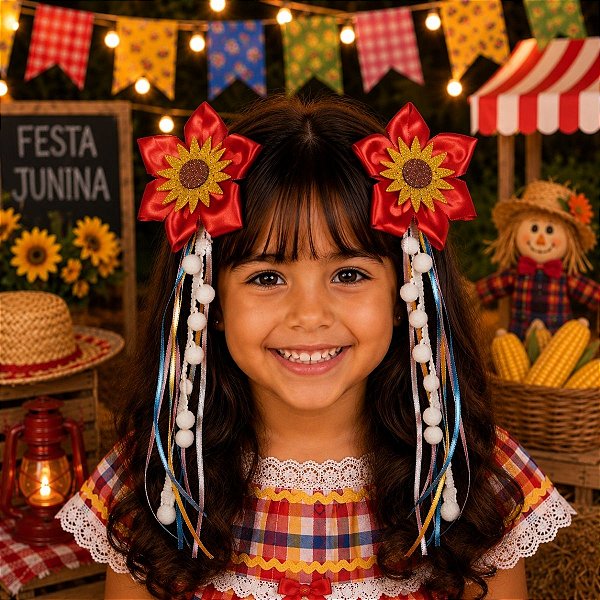 Par de Laços Festa Junina Vermelho Paixão Junino - FOGUEIRA