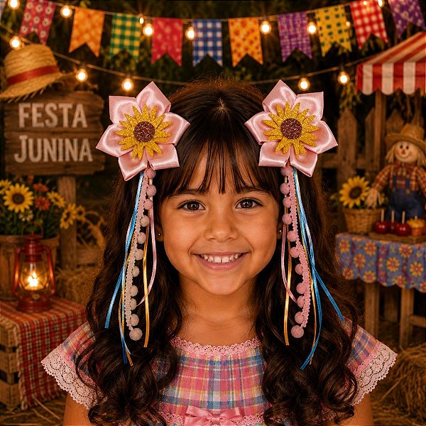 Par de Laços Festa Junina Rosa Junino São João - QUADRILHA