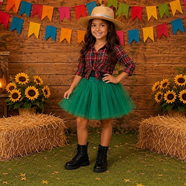 Saia Princesa Tutu VERDE com Brilho