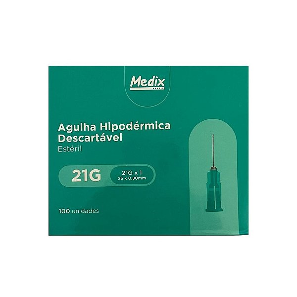 Agulha Hipodérmica 21G - 25x0,80mm