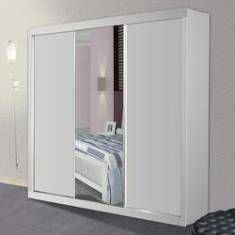 Guarda-roupa 3 Portas 2500x1800x550 Branco Com uma porta de espelho