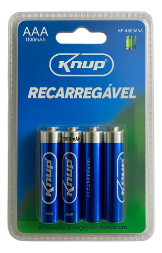 Kit 4 Pilhas AA Recarregável 2700 Mah Knup