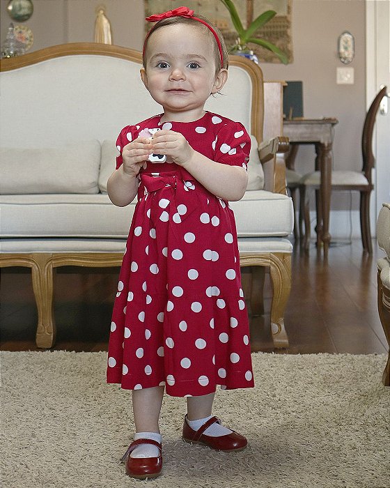 vestido poá vermelho infantil