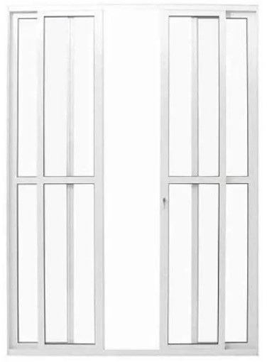 PORTA SACADA VIDRO 4 FOLHAS ALUMÍNIO BRANCO LINHA 25