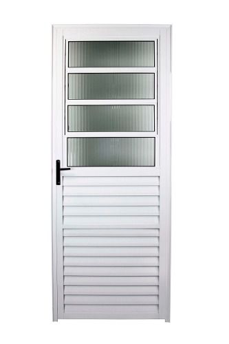 PORTA DE ABRIR COM BASCULANTE E VENEZIANA ALUMÍNIO BRANCO LINHA 25