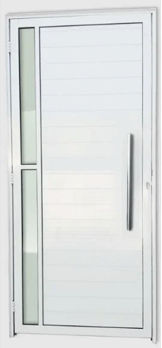 PORTA DE GIRO LAMBRIL ALUMÍNIO BRANCO COM PUXADOR E VIDRO MINI BOREAL LINHA 25