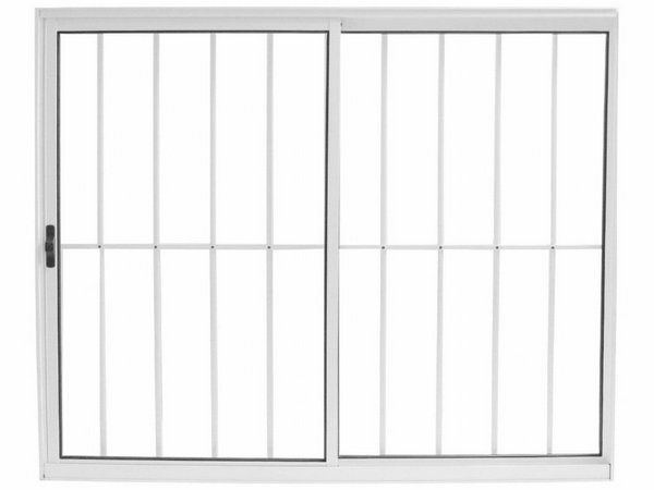 JANELA DE CORRER VITRÔ 2 FOLHAS SENDO UMA FIXA COM GRADE ALUMÍNIO BRANCO LINHA PREMIUM