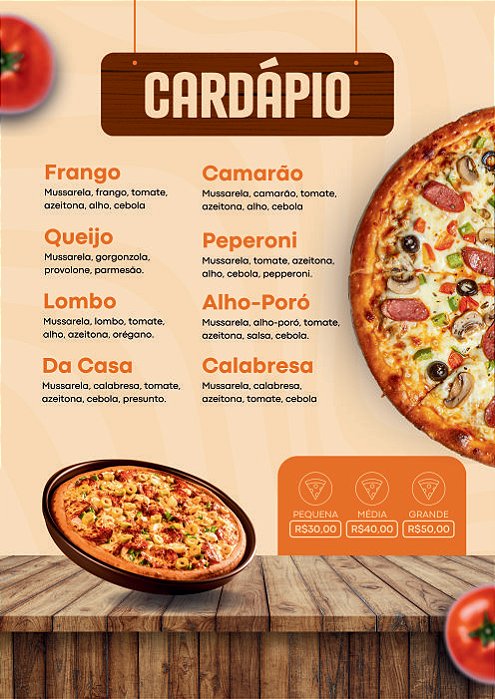 Cardápio em PVC
