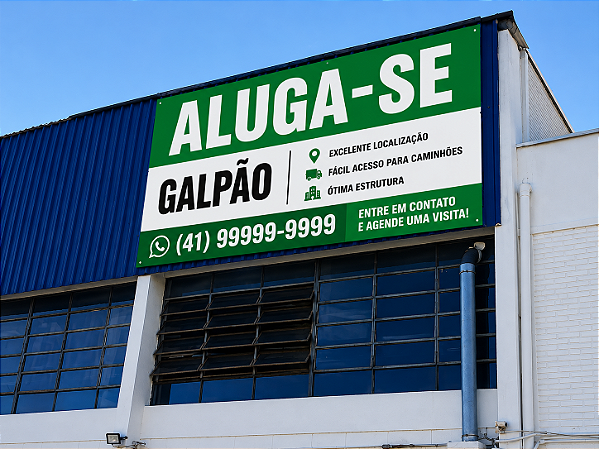 Placa aluga-se Galpão