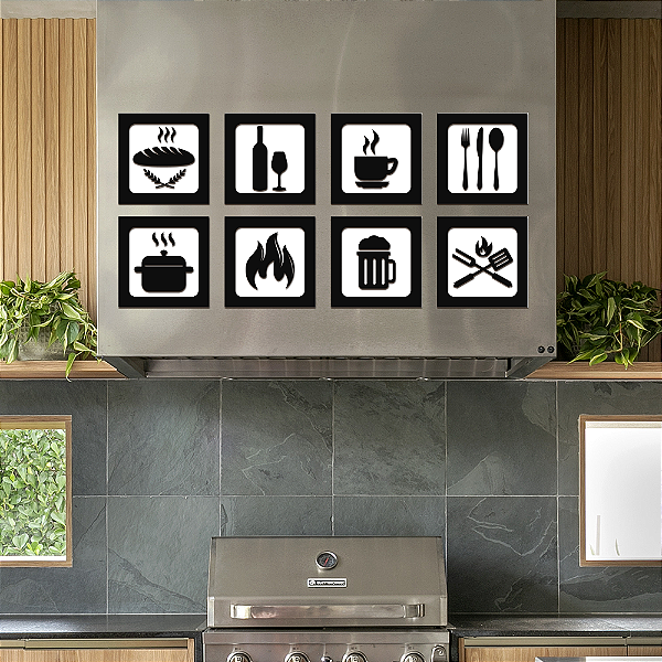 Quadro - Cozinha/Café/Churrasco/Área Gourmet - Preto e Branco