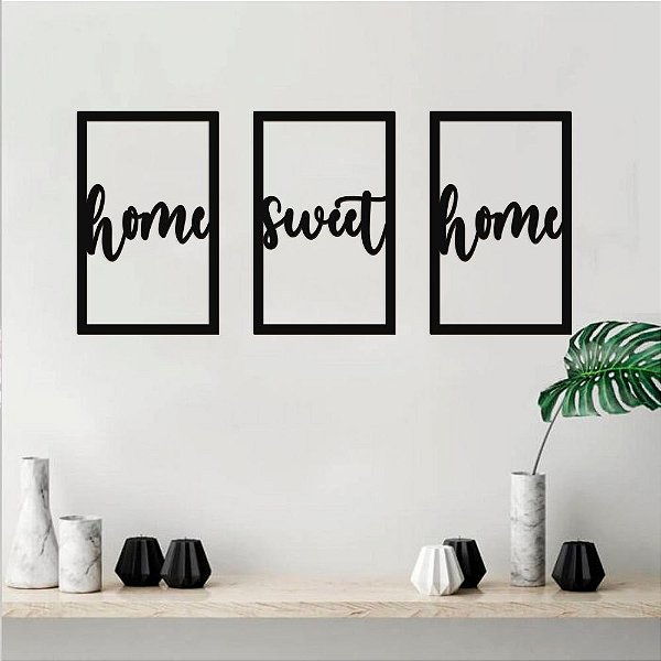 P80 - Trio de Painéis Decorativos - Home Sweet Home