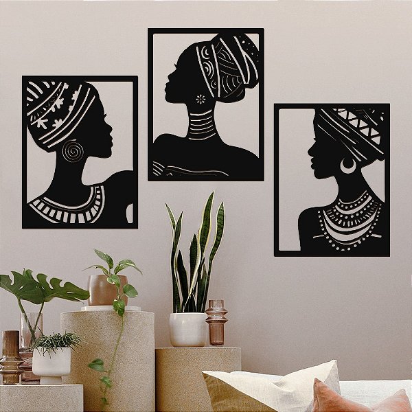 P83 - Trio Painéis Decorativos - Africanas e Glamour